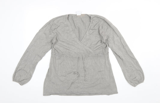 Moda Mothercare Womens Grey Viscose Knit Wrap Jumper Size 12
