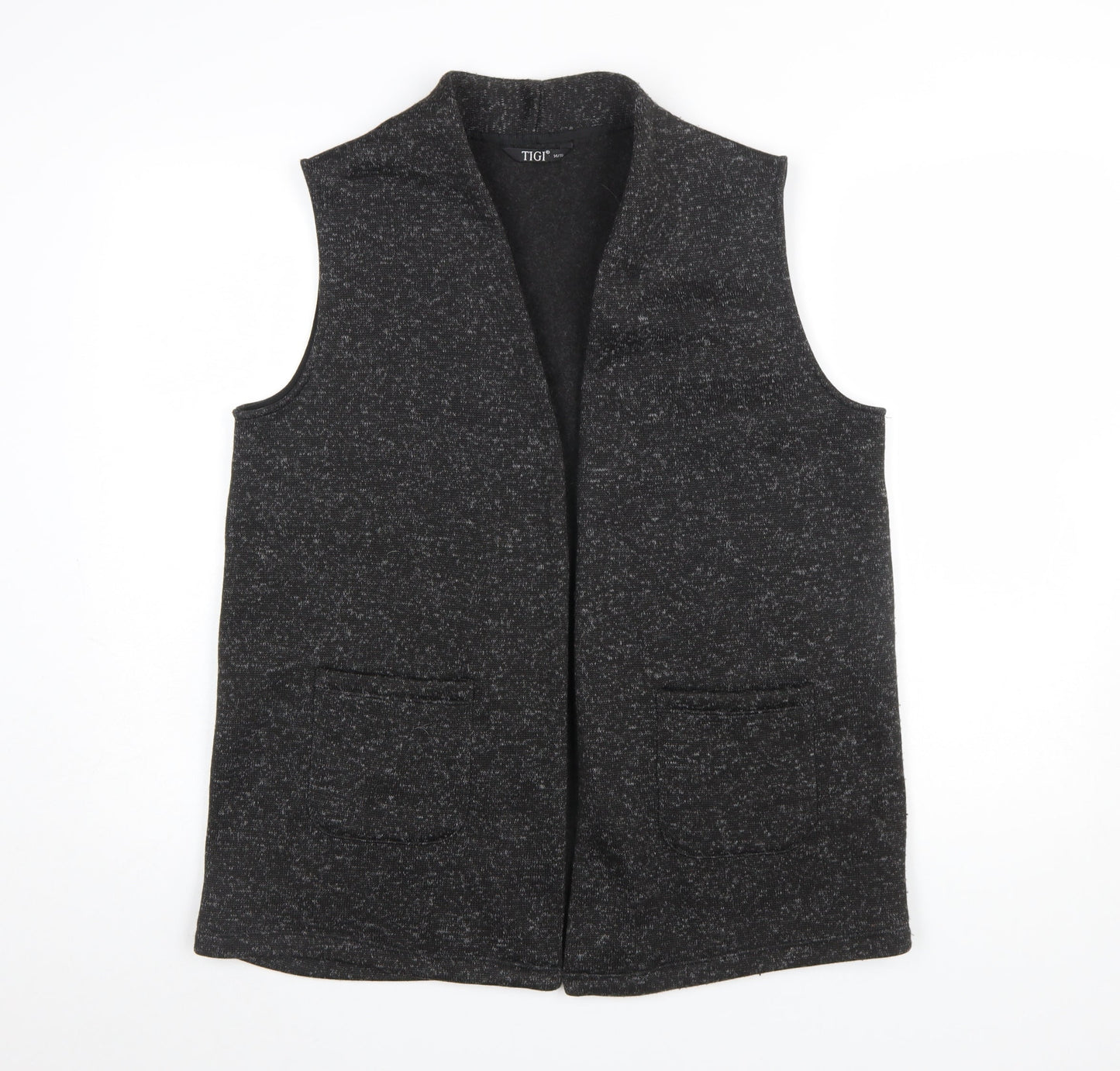 Tigi Womens Grey Sleeveless Knit Vest Size 14 Regular Fit