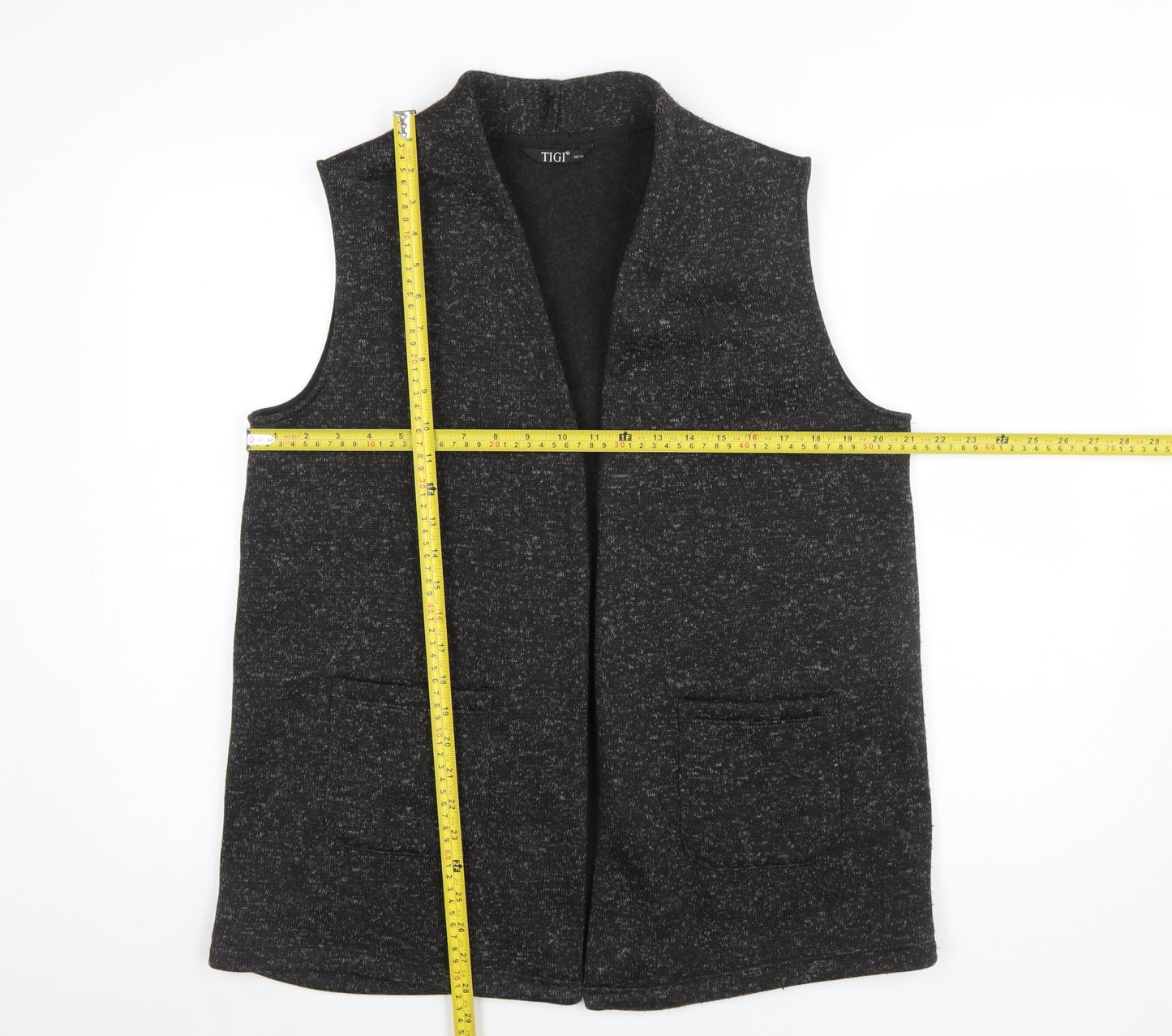 Tigi Womens Grey Sleeveless Knit Vest Size 14 Regular Fit