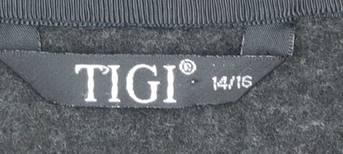 Tigi Womens Grey Sleeveless Knit Vest Size 14 Regular Fit