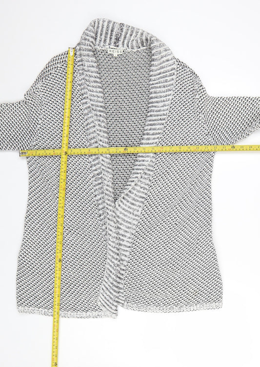 Reiss Women's Grey Cotton Blend Chunky Knit Open Cardigan Size M