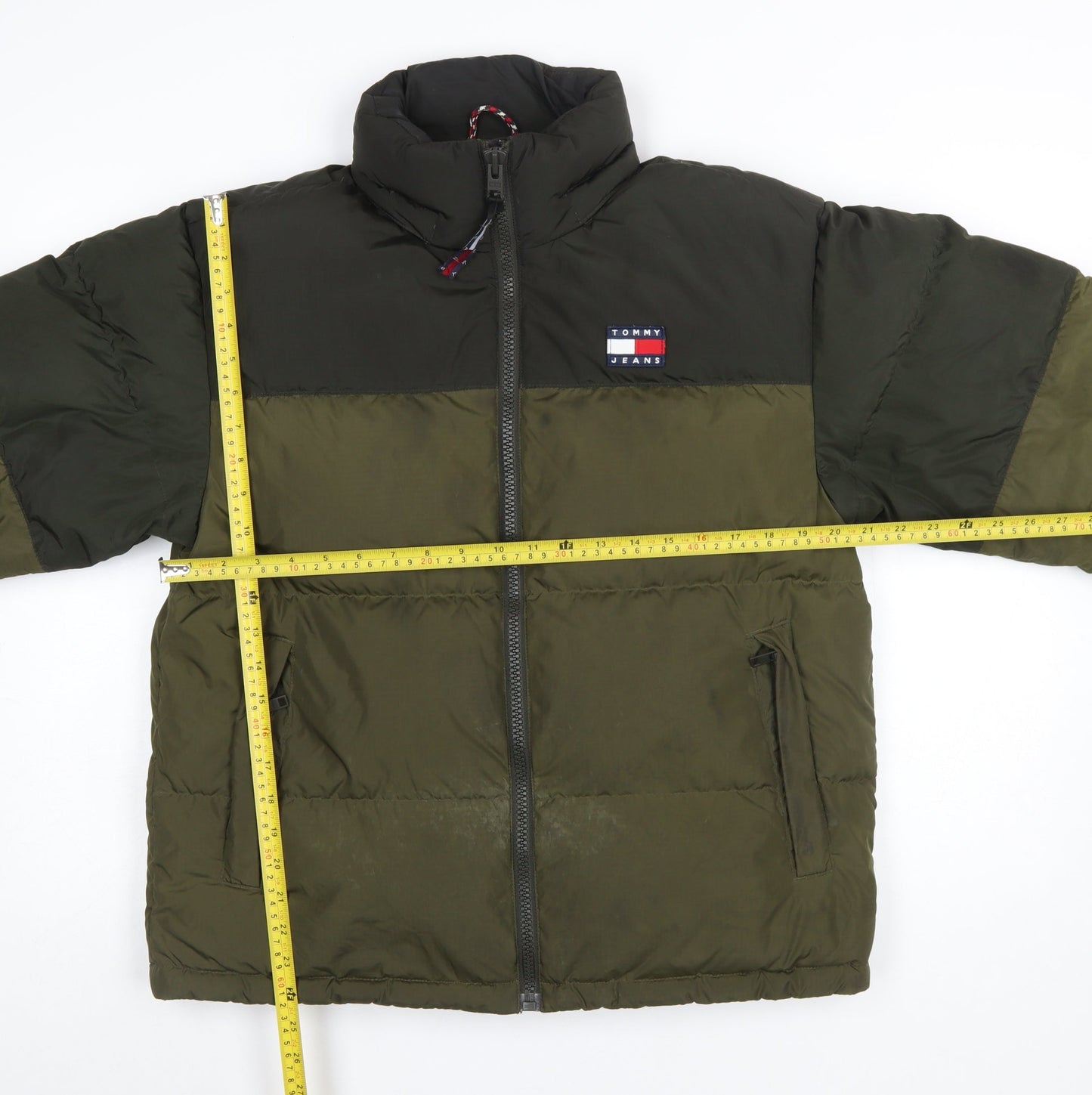 Tommy Jeans Men's Green Puffer Jacket Size S Full Zip Winter Coat