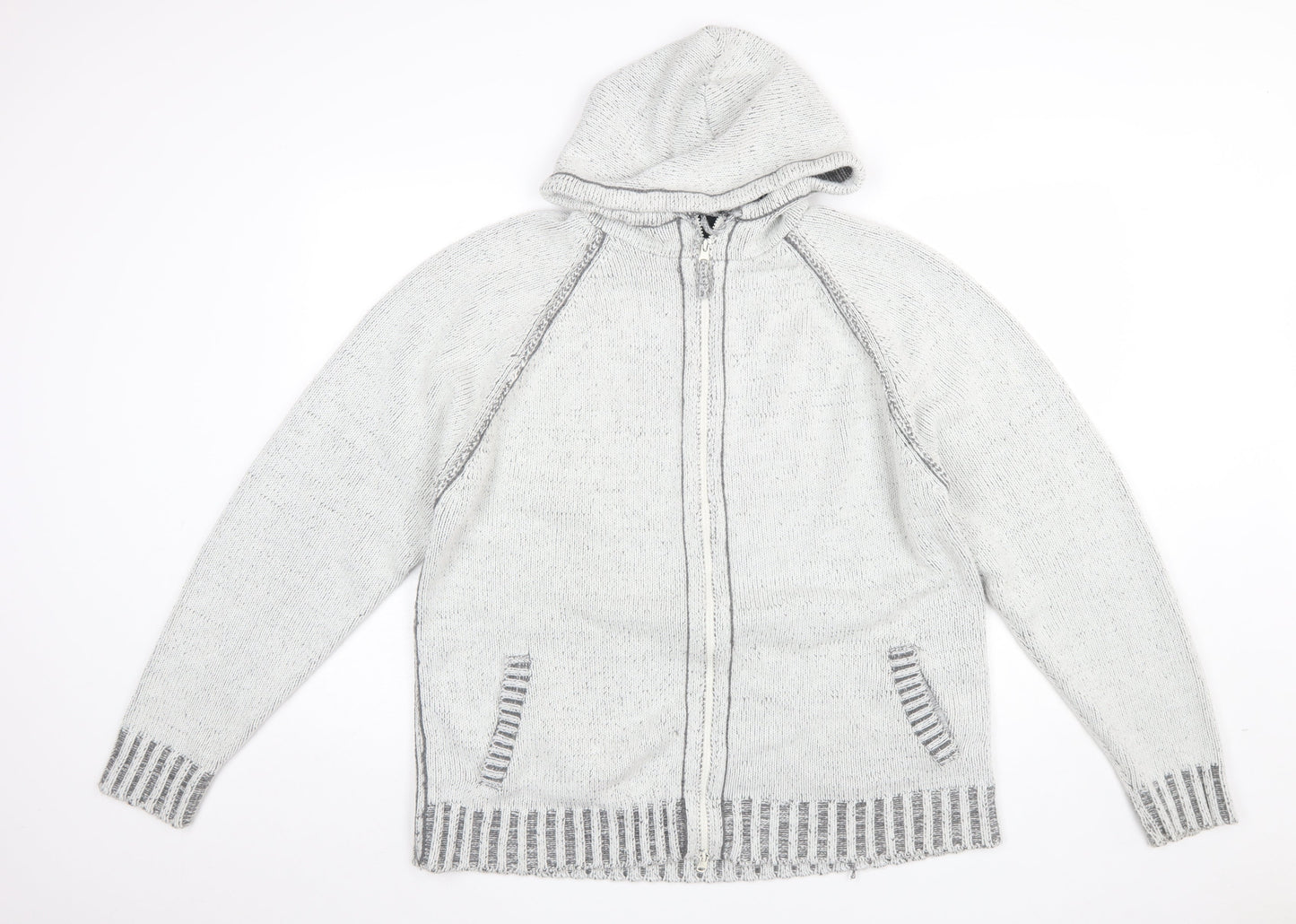 Lewis & Finch Men's Grey XL Full Zip Hooded Knit Jumper