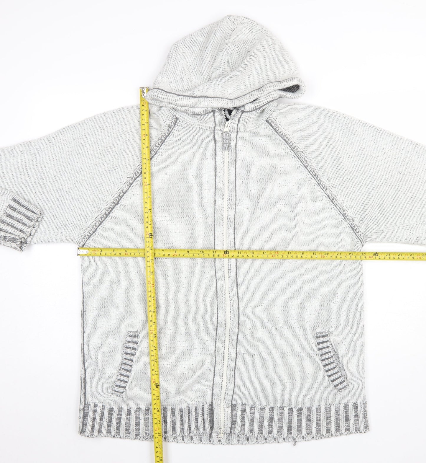 Lewis & Finch Men's Grey XL Full Zip Hooded Knit Jumper
