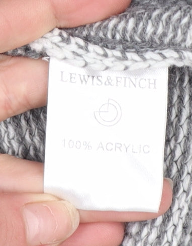 Lewis & Finch Men's Grey XL Full Zip Hooded Knit Jumper