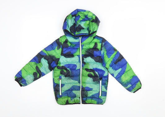 NEXT Boys Multicoloured Camouflage Puffer Jacket 5 Years Hooded Winter Coat