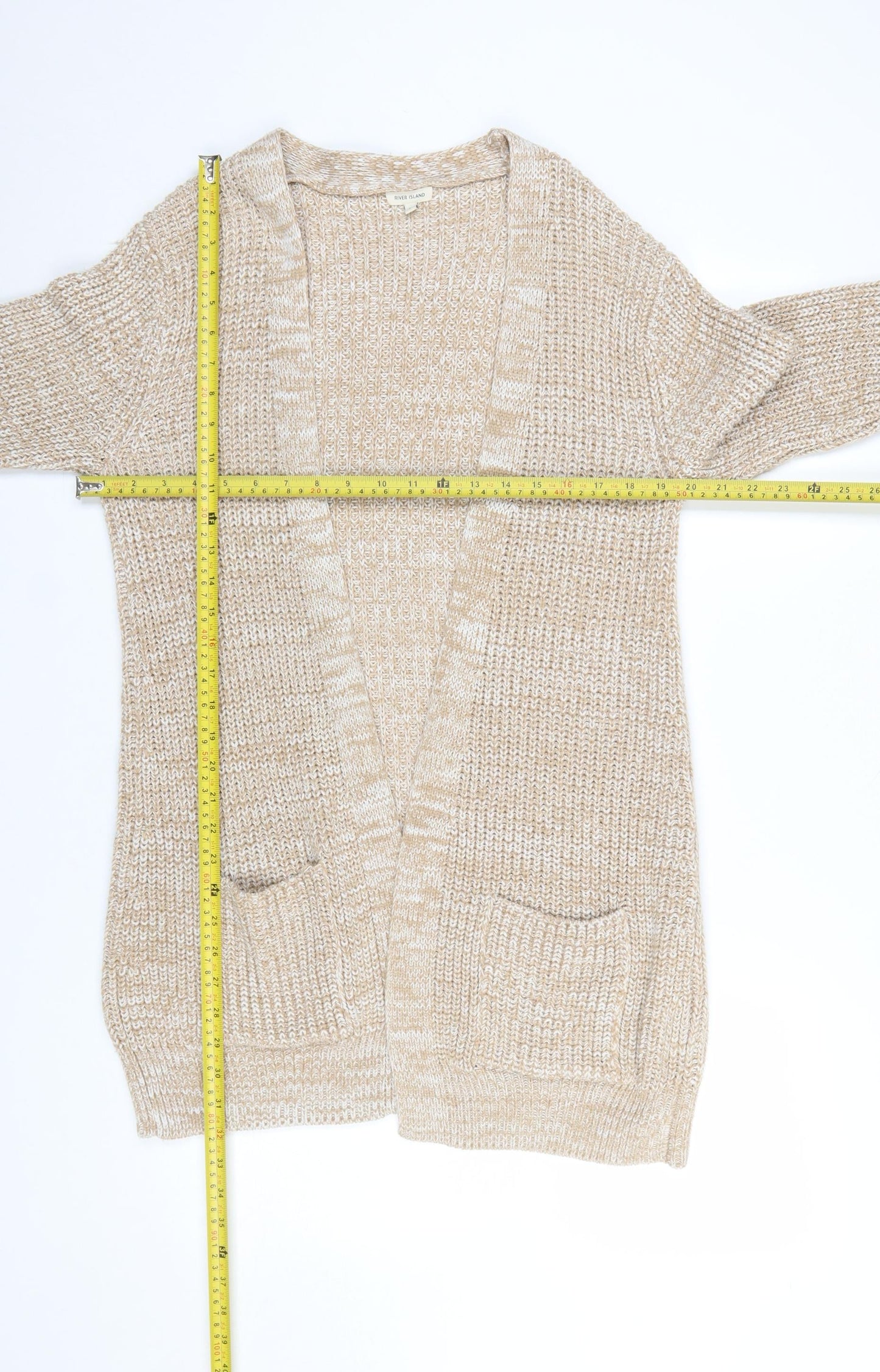 River Island Women’s Beige Chunky Knit Long Cardigan Size S