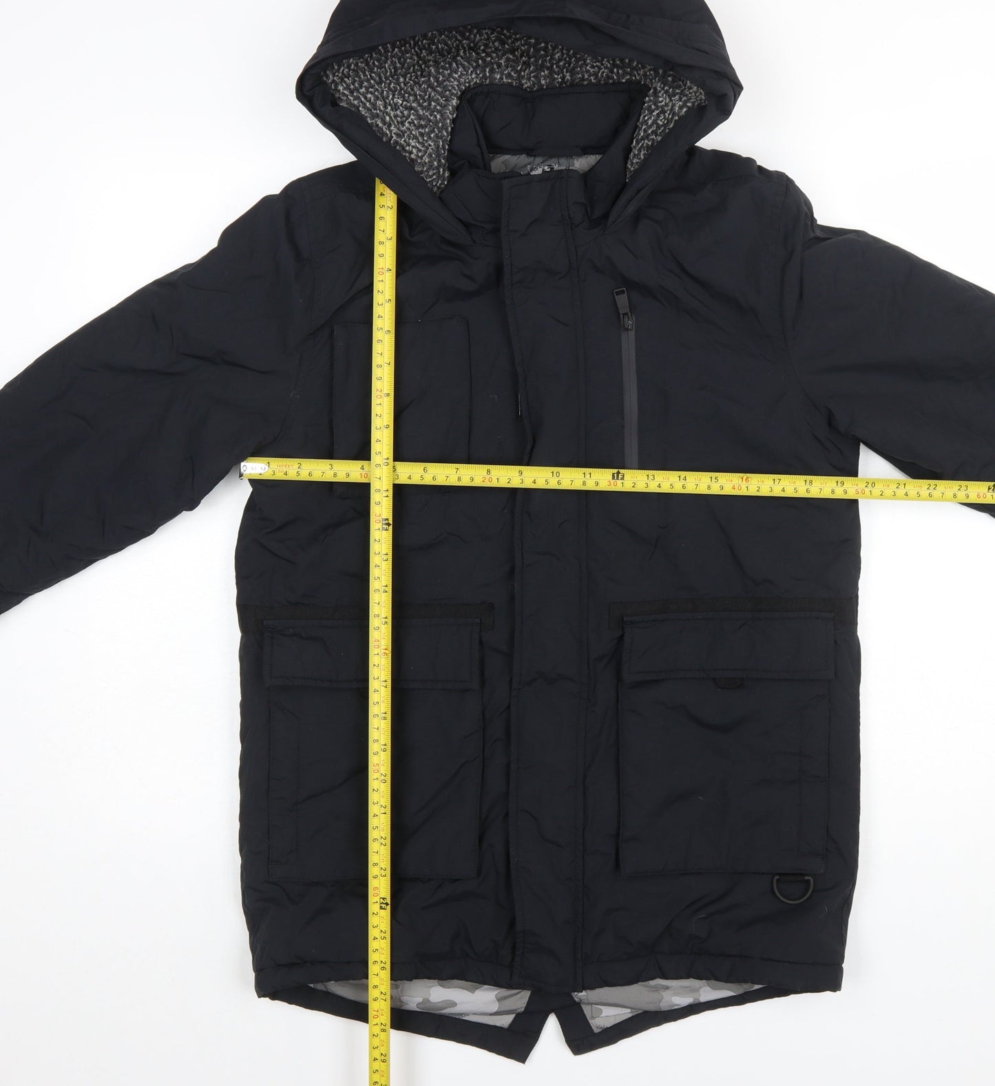 Marks and Spencer Boys Black Hooded Padded Parka Coat 12-13 Years