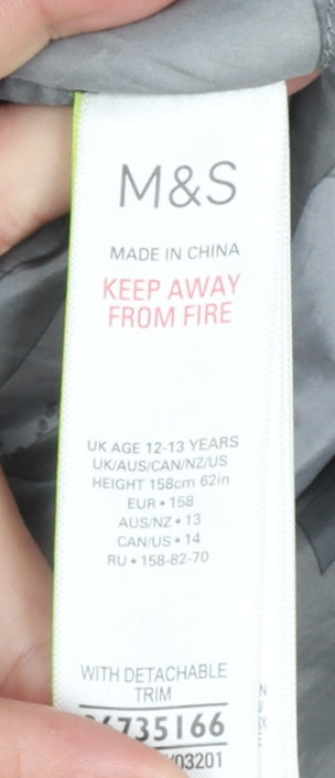 Marks and Spencer Boys Black Hooded Padded Parka Coat 12-13 Years