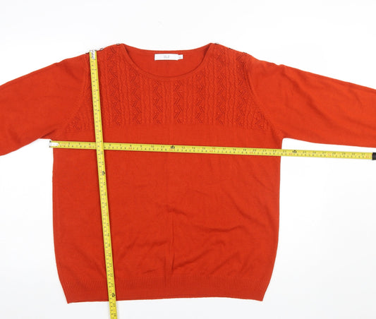 Isle Women's Orange Knit Crew Neck Long Sleeve Jumper Size 18-20