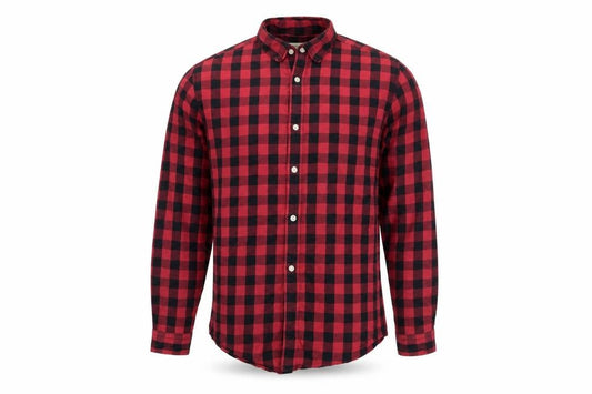 Jack & Jones Men's Red Check Flannel Button-Up Shirt M Regular Fit