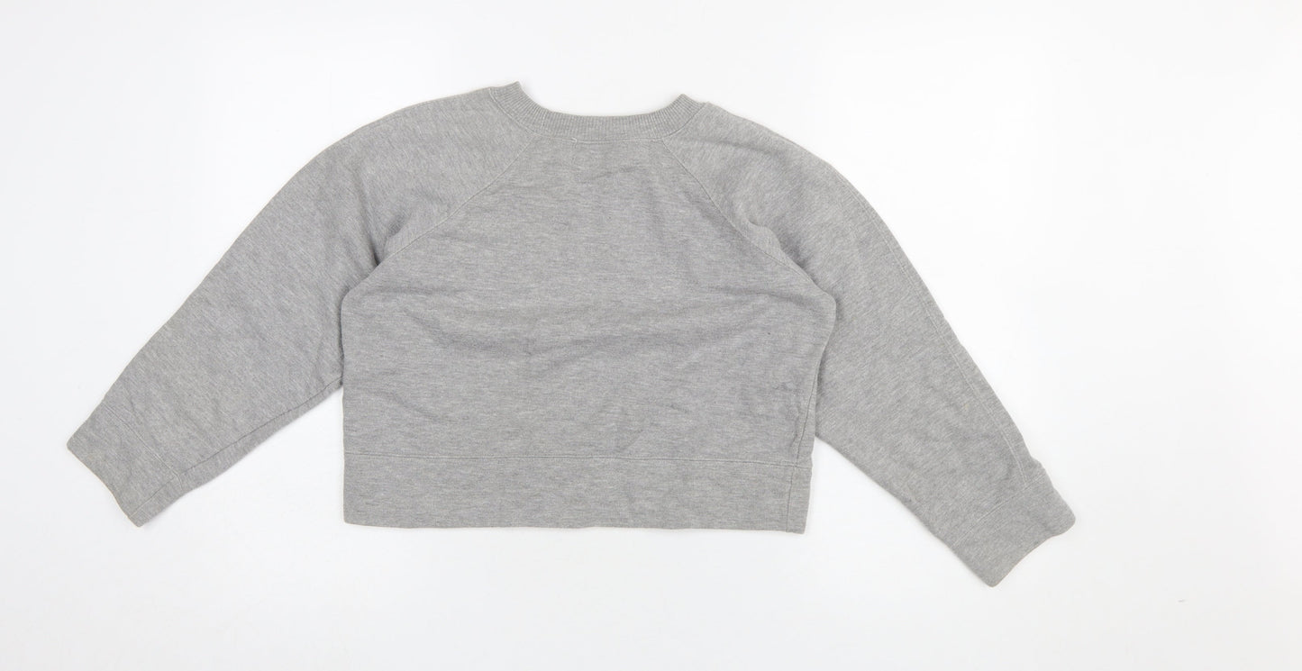 Miss Selfridge Womens Grey Cotton Blend Crew Neck Sweatshirt S/M