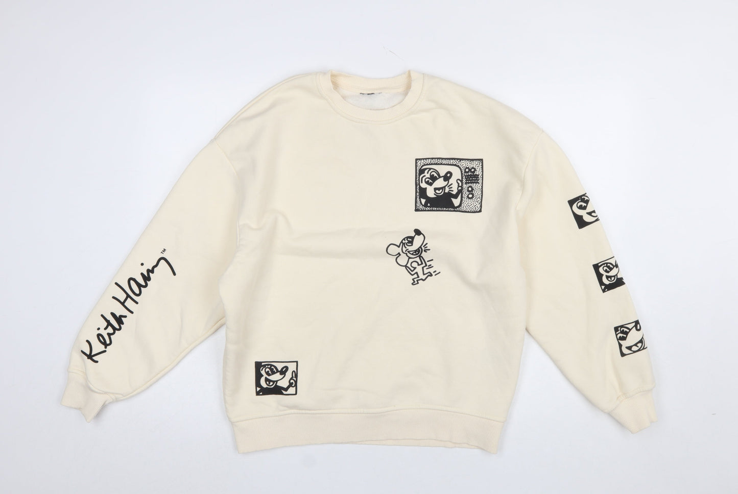 Primark Women’s Beige Keith Haring x Disney Mickey Mouse Sweatshirt 2XS