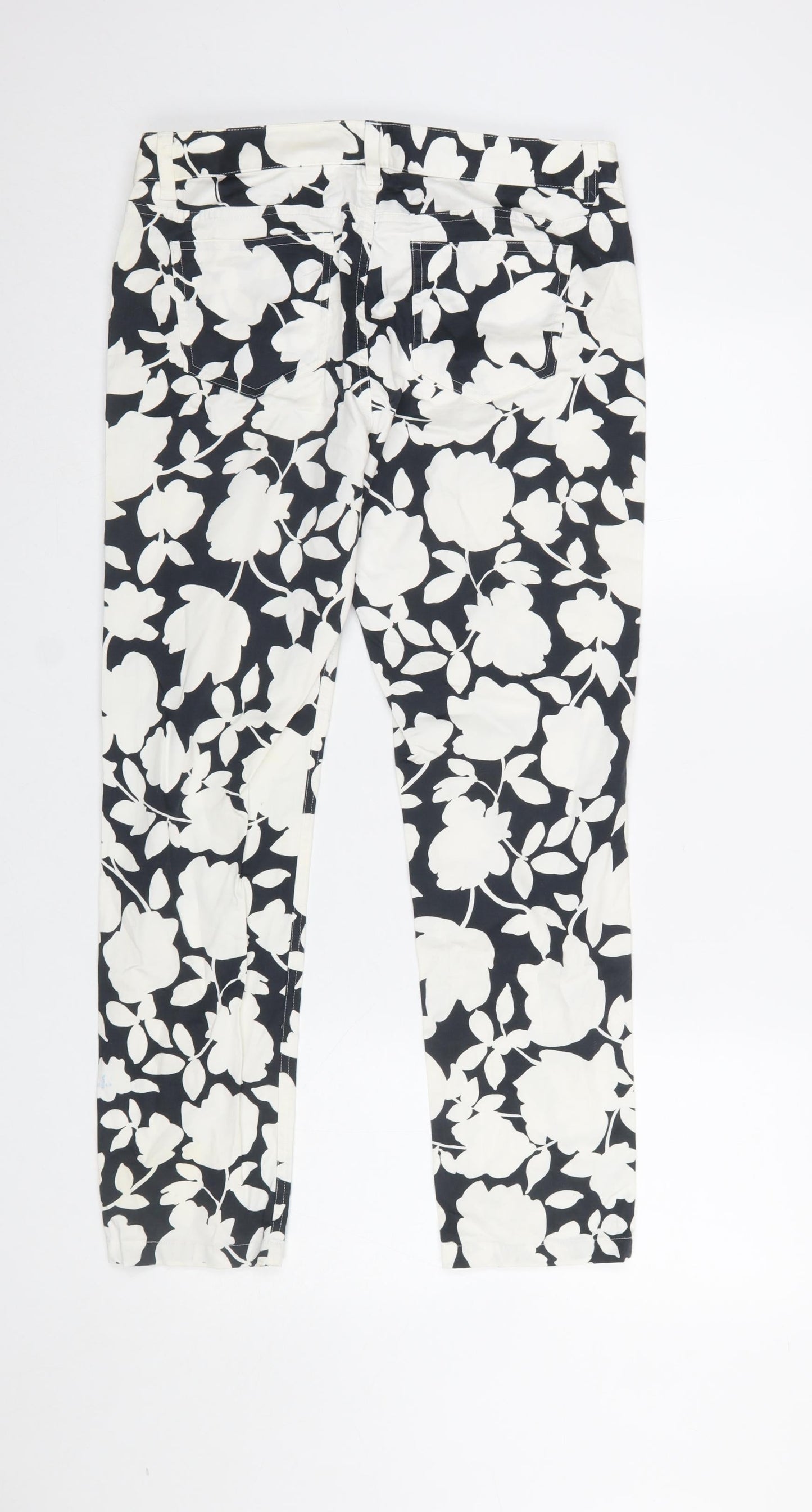 Brooks Brothers Women’s Black Floral Cotton Slim Chino Trousers Size 12