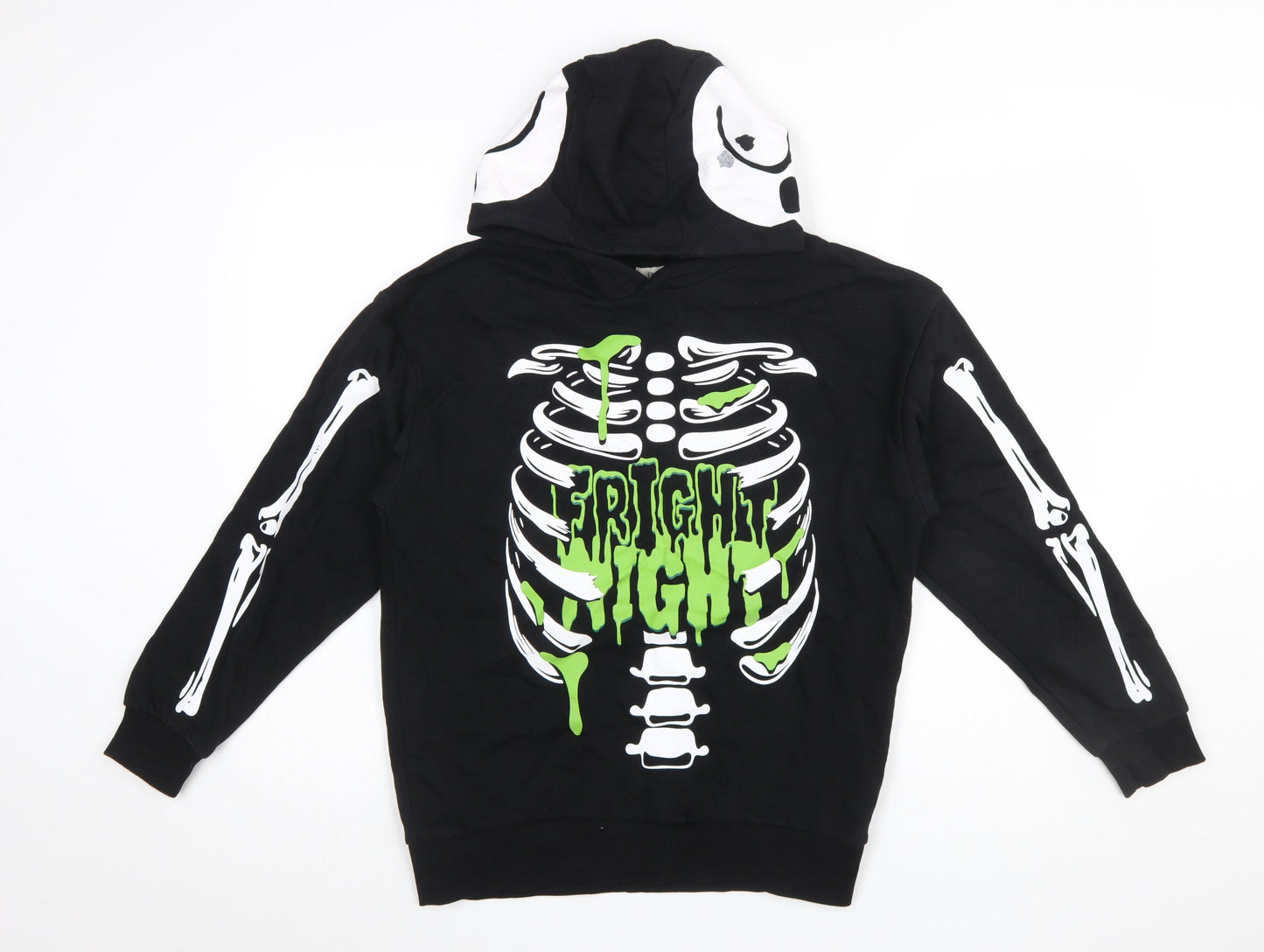 F&F Boys Black Skeleton Hoodie 12-13 Years Halloween Graphic Print