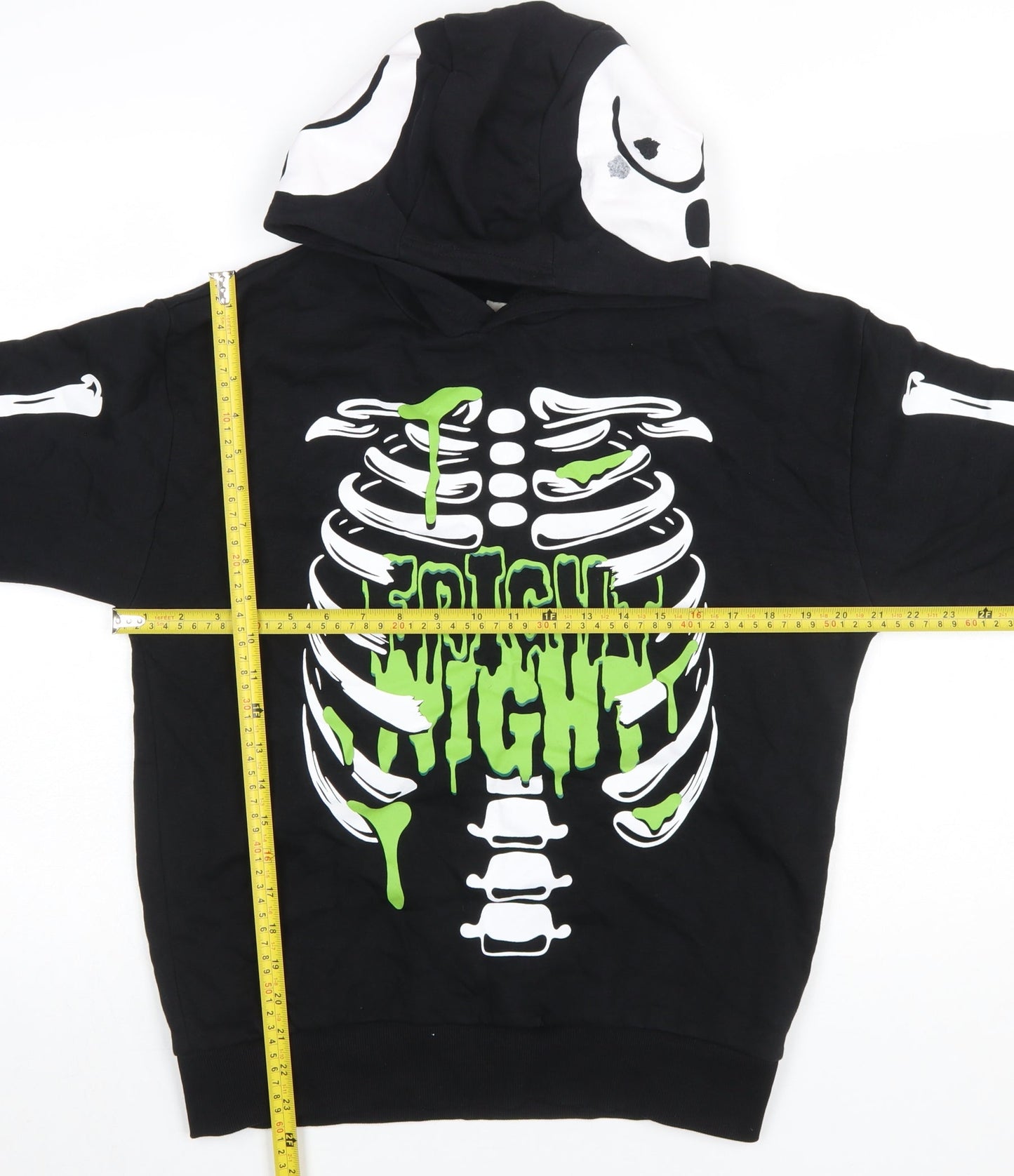 F&F Boys Black Skeleton Hoodie 12-13 Years Halloween Graphic Print