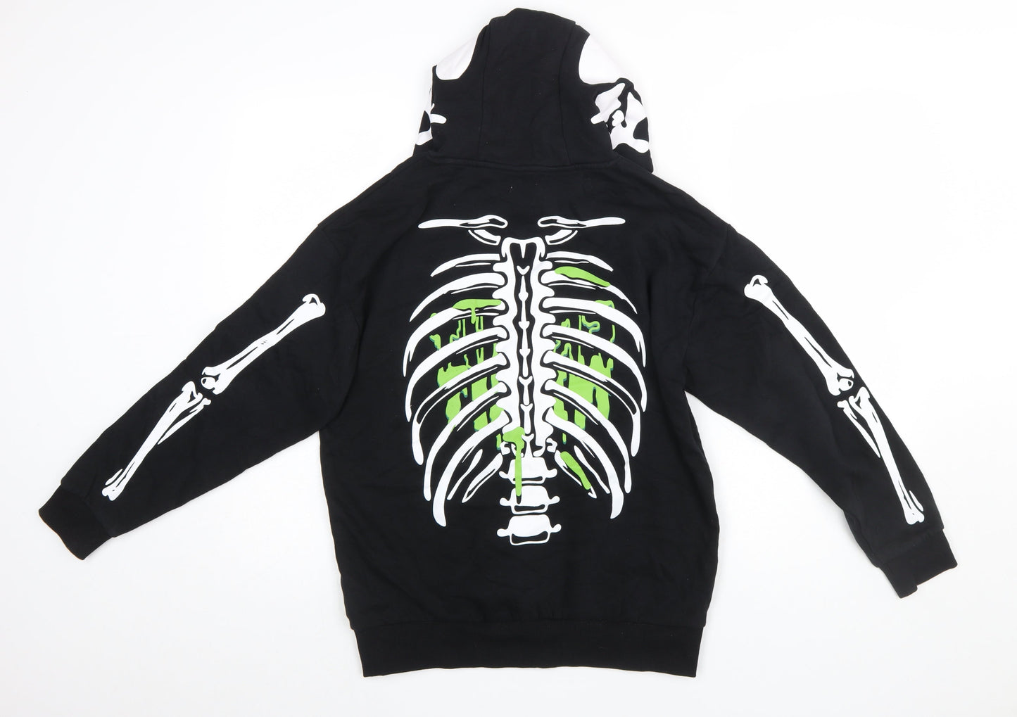 F&F Boys Black Skeleton Hoodie 12-13 Years Halloween Graphic Print