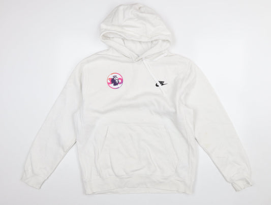Nike Men's White Pullover Hoodie M Sports Graphic Fleece