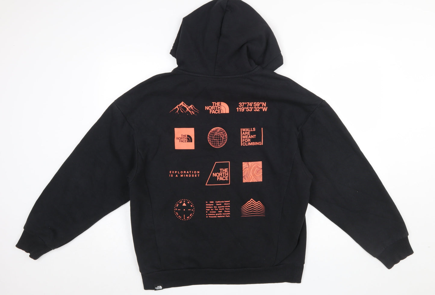 The North Face Womens Black L Pullover Hoodie Graphic Print Cotton Blend