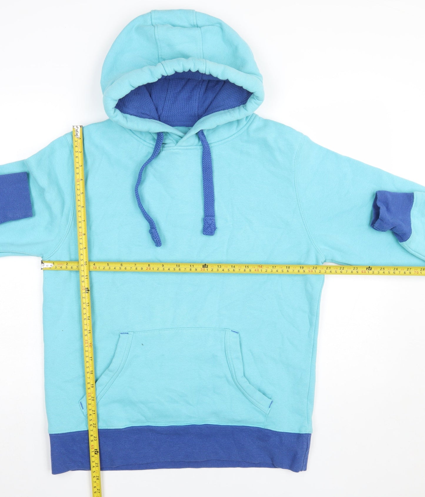 Stonewashed Mens Blue Pullover Hoodie M Regular Cotton Blend