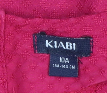 Kiabi Girls Pink A-Line Short Sleeve Belted Dress 10 Years