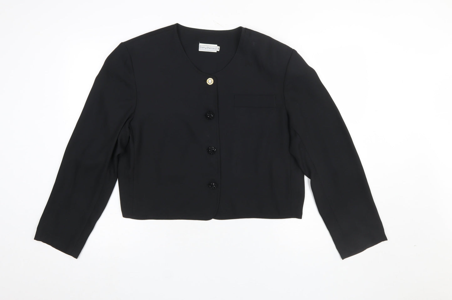 Barry Sherrard Women's Black Cropped Suit Jacket Size 16 Polyester