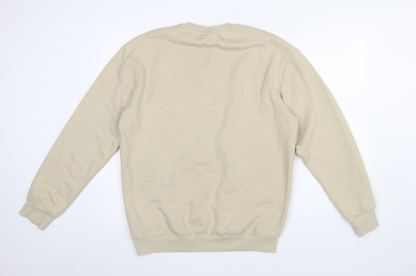 H&M Essentials Men's Beige Graphic Pullover Sweatshirt Size S Relaxed Fit