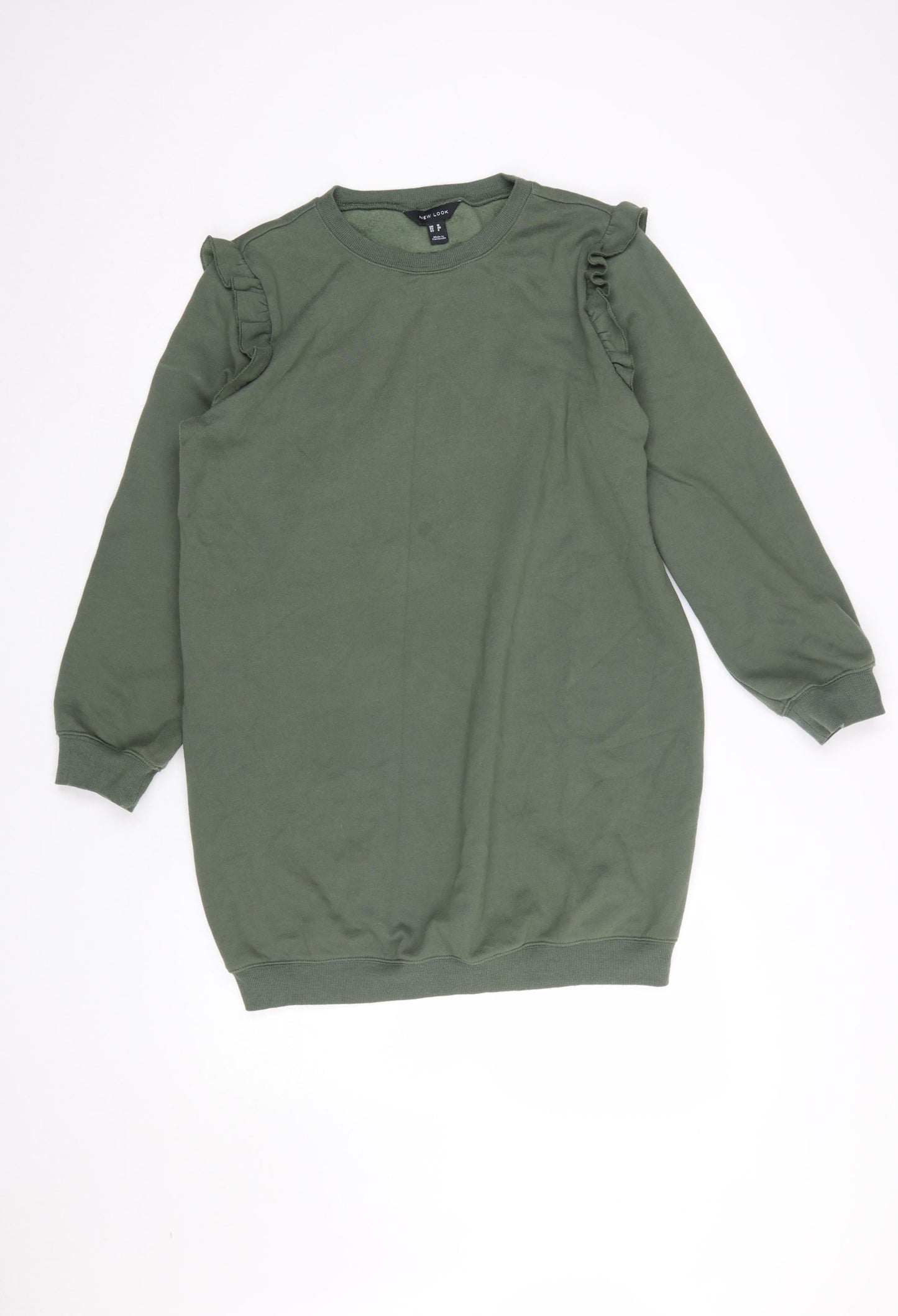 New Look Women's Green Ruffle Pullover Sweatshirt UK 12