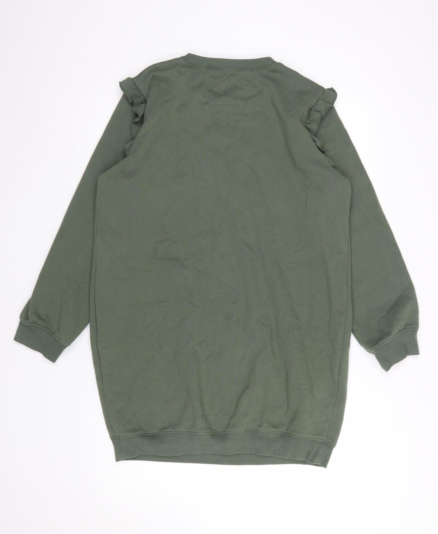 New Look Women's Green Ruffle Pullover Sweatshirt UK 12