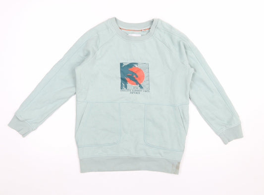 FatFace Boys Green Pullover Sweatshirt 10-11 Years Graphic Print
