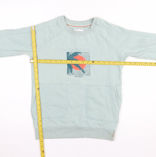 FatFace Boys Green Pullover Sweatshirt 10-11 Years Graphic Print