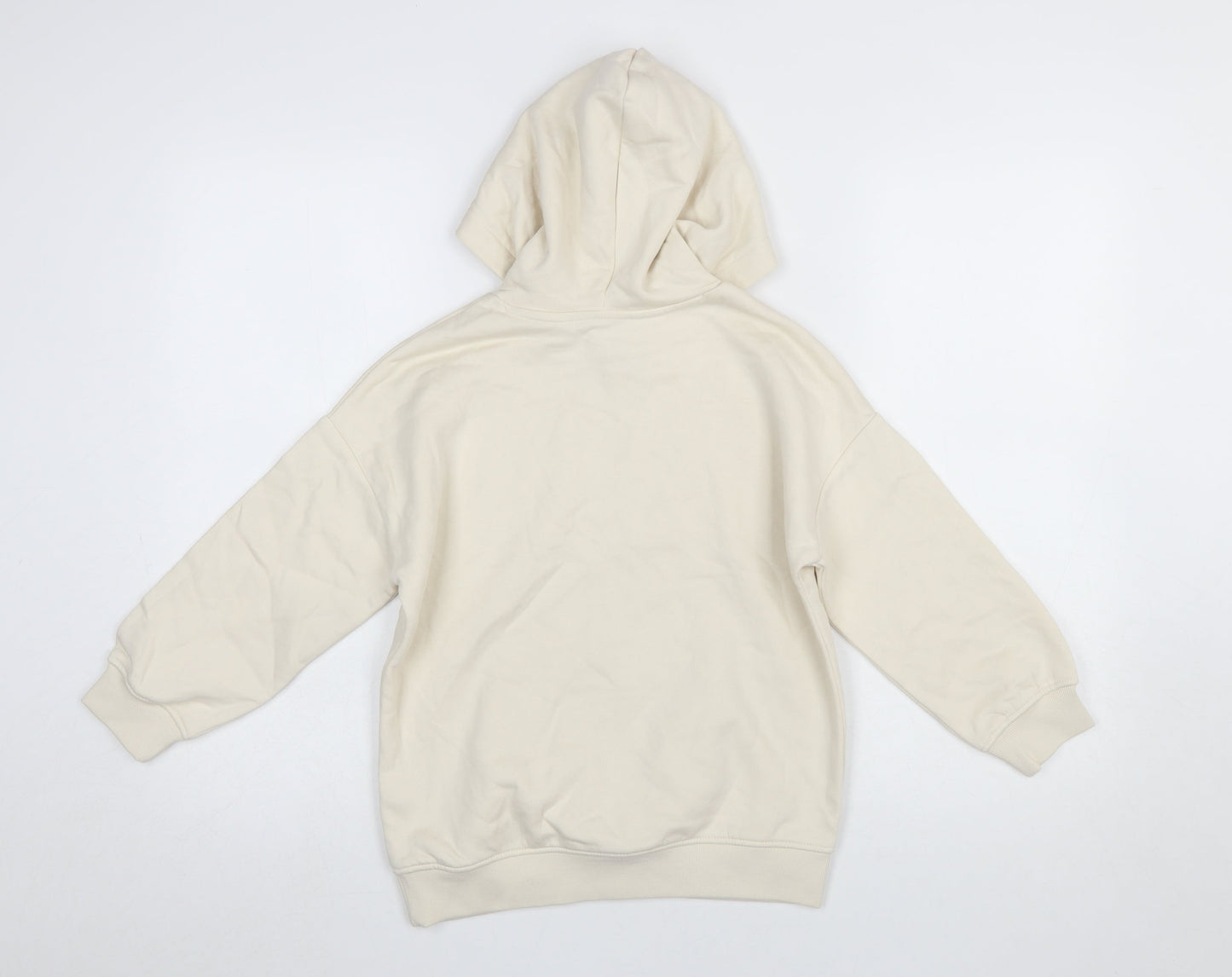 Marks and Spencer Girls Ivory Pullover Hoodie 8-9 Years Cotton Blend