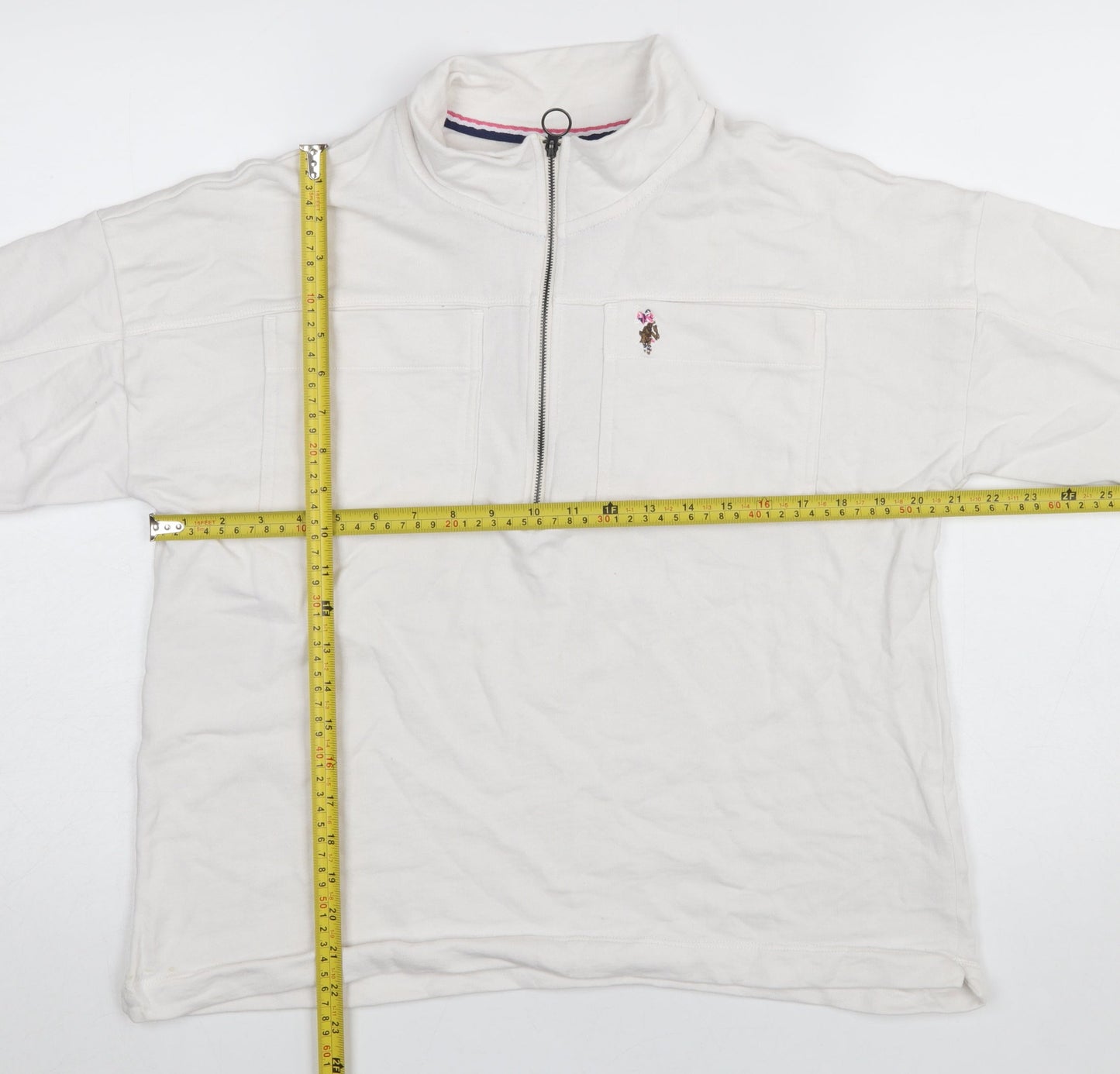 U.S. Polo Assn. Women's White 1/2 Zip Cotton Sweatshirt L 14