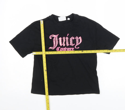 Juicy Couture Girls Black Graphic Logo Cotton T-Shirt 12-13 Years