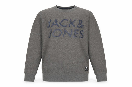 Jack & Jones Men's Grey Logo Sweatshirt Regular Fit Pullover M