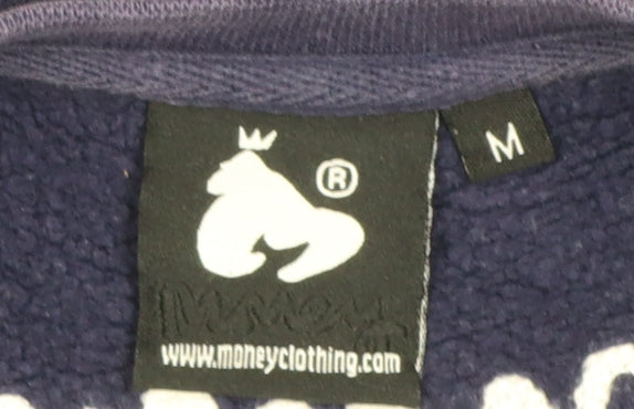 Money Mens Purple Sweatshirt M Crew Neck Graphic Pullover