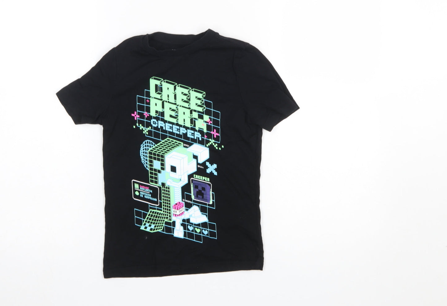 Minecraft Boys Black Creeper Graphic Short Sleeve Cotton T-Shirt 6-7 Years
