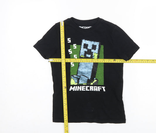 Mojang Minecraft Creeper Black T-Shirt Girls 5-6 Years 100% Cotton