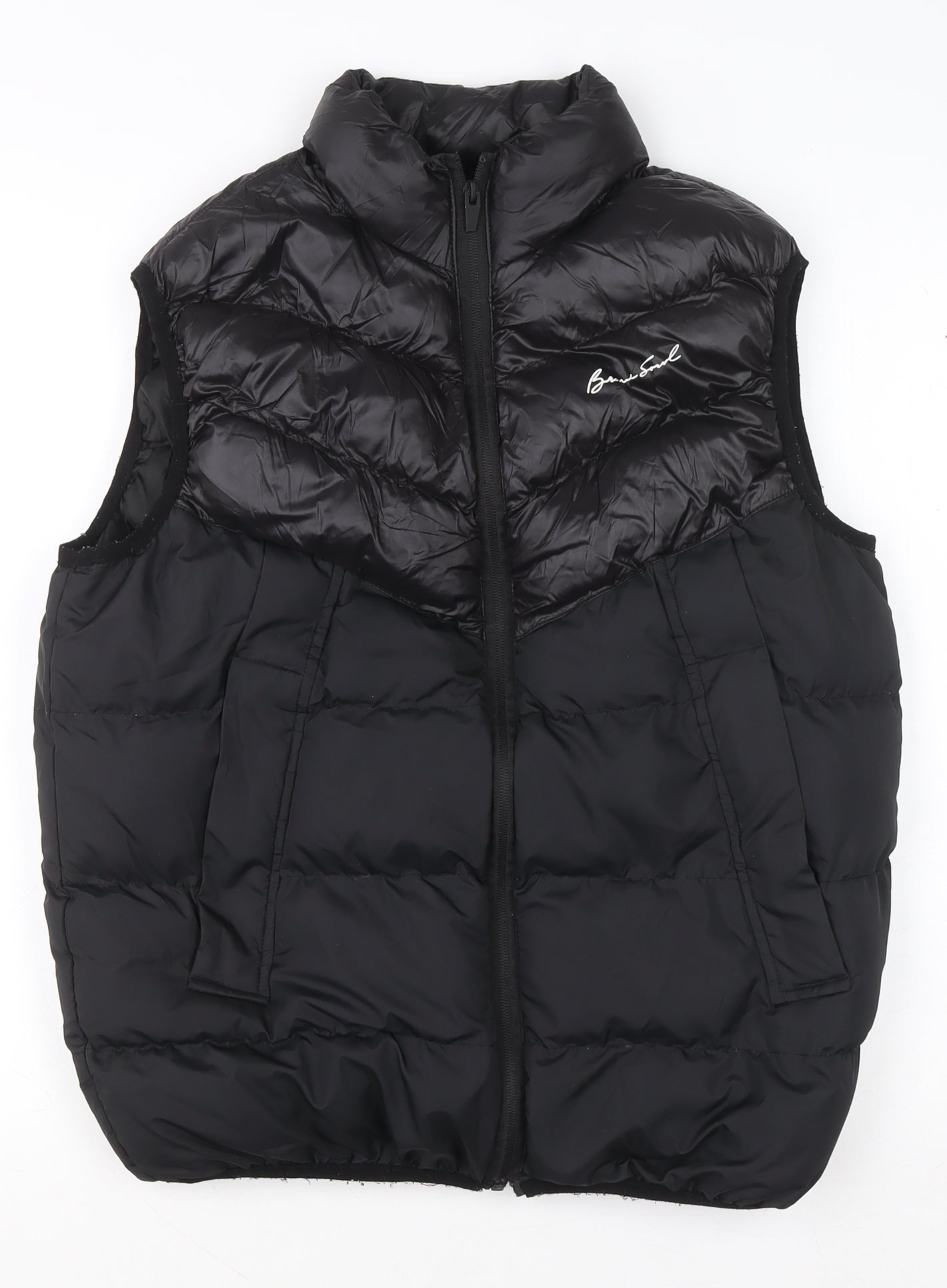 Brave Soul Men's Black Puffer Waistcoat Size S Lightweight Zip Gilet