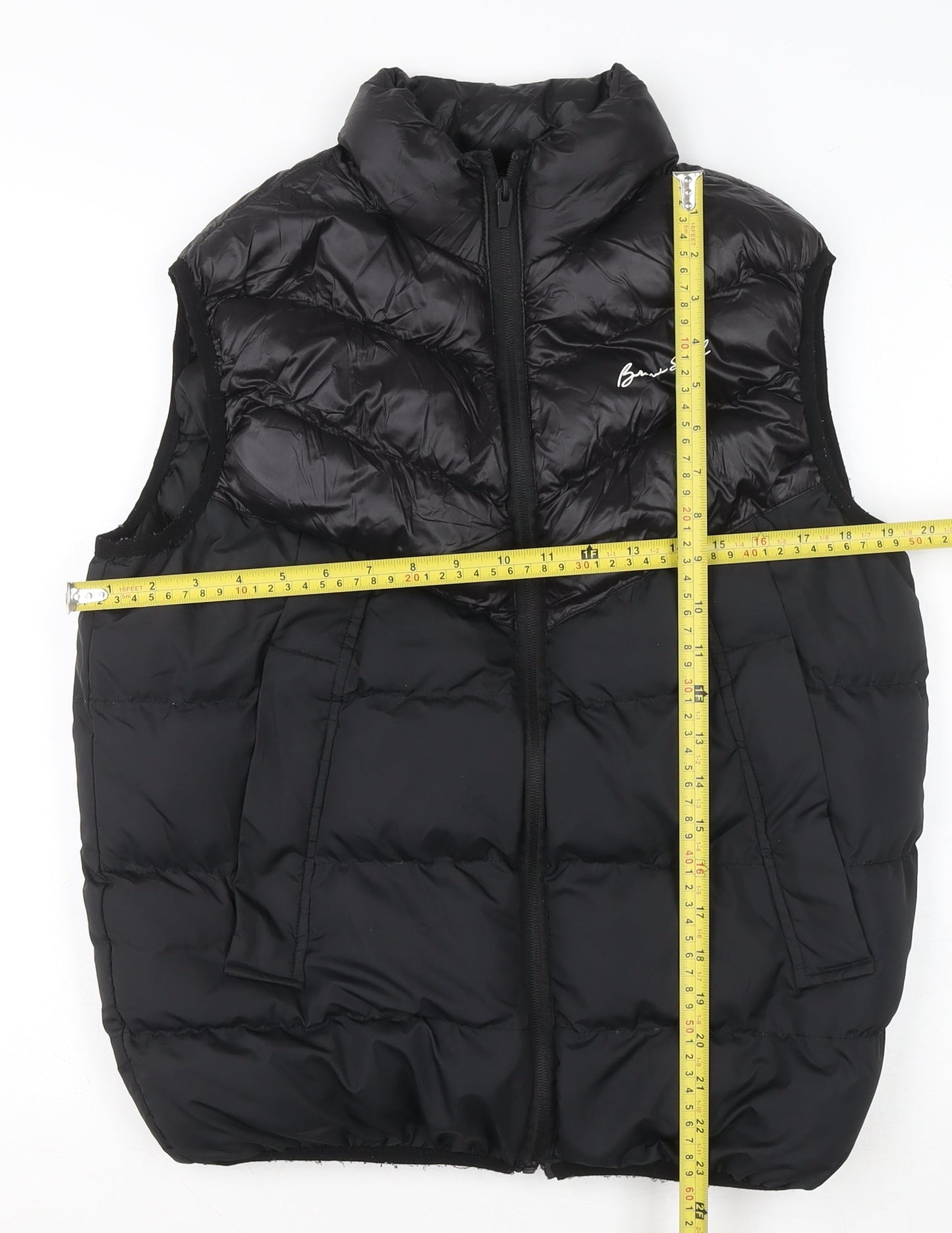Brave Soul Men's Black Puffer Waistcoat Size S Lightweight Zip Gilet