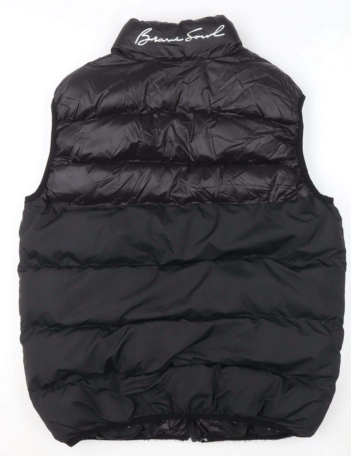 Brave Soul Men's Black Puffer Waistcoat Size S Lightweight Zip Gilet