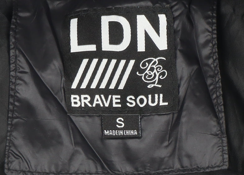 Brave Soul Men's Black Puffer Waistcoat Size S Lightweight Zip Gilet