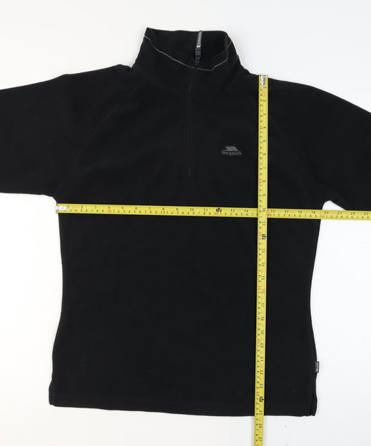 Trespass Mens Black Fleece 1/4 Zip Pullover Sweatshirt L Regular Fit