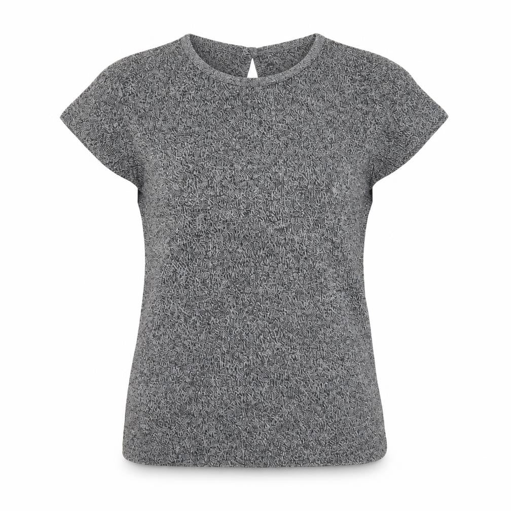 Talbots Women Grey Short Sleeve Knit Top Small Cotton Blend