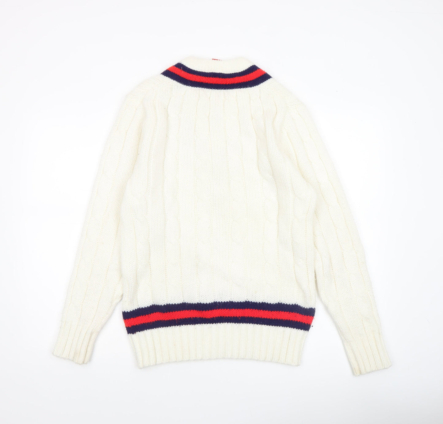 Bryan Nicholas Gilbert Women's Ivory V-Neck Cable Knit Jumper Size 6