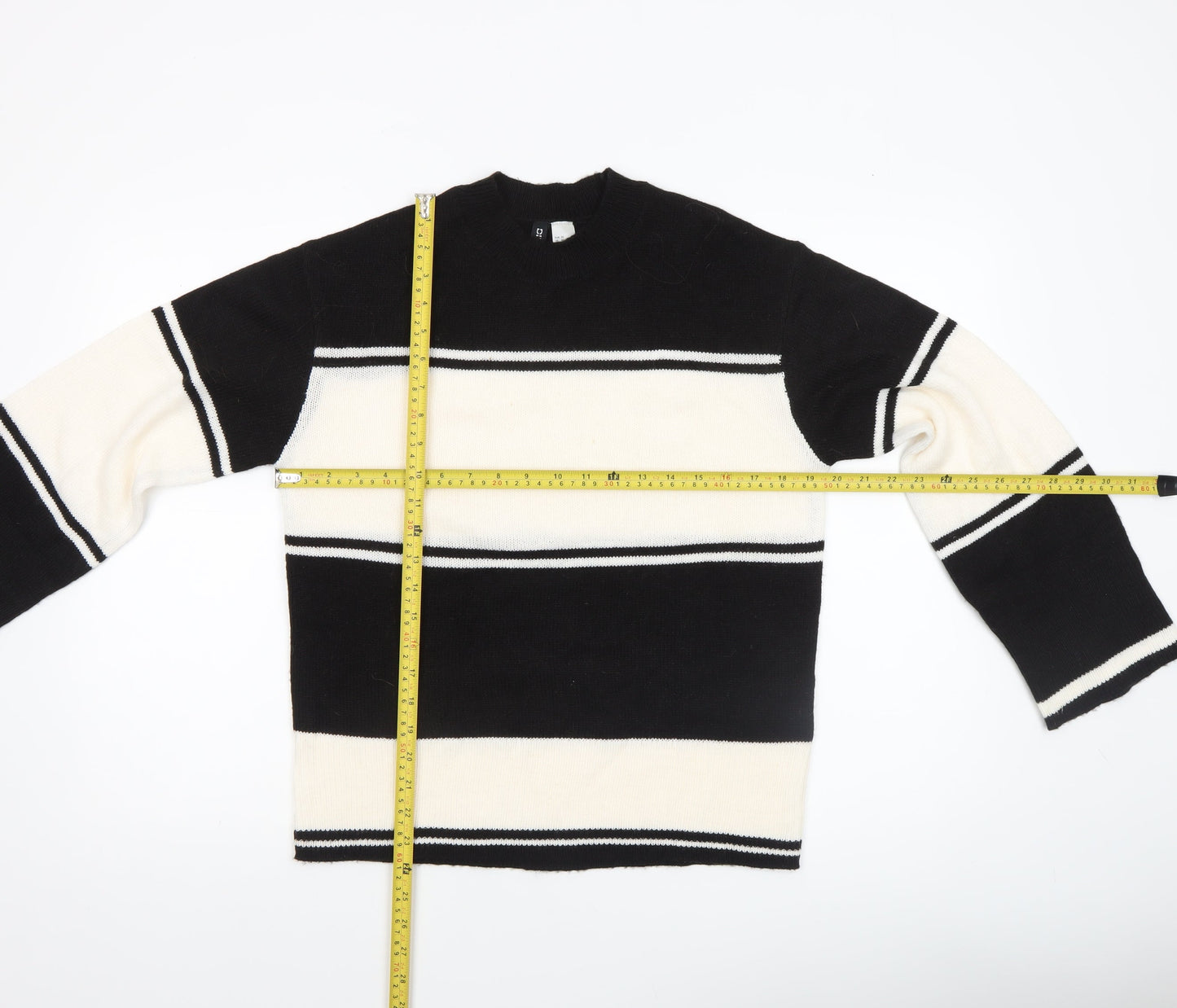 H&M Divided Women's Black White Striped Knit Jumper XS