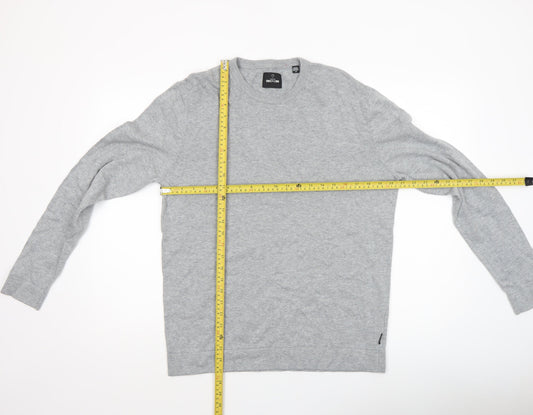 Only & Sons Men's Grey L Knit Crew Neck Pullover Jumper