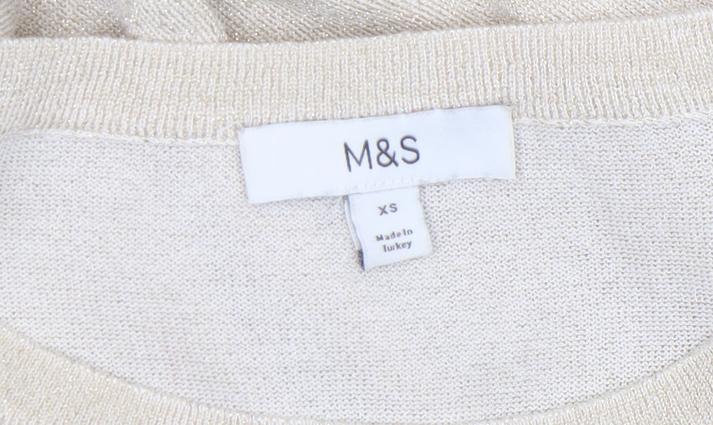 Marks and Spencer Women’s Beige XS Crew Neck Long Sleeve Knit Jumper