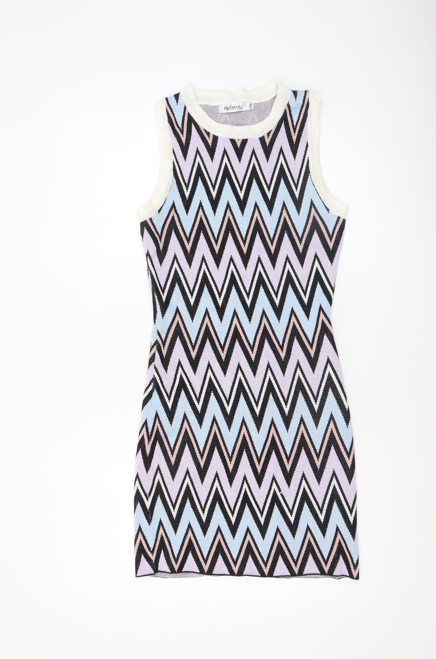 FLAM Mode Women’s Multicoloured Chevron Bodycon Mini Dress S