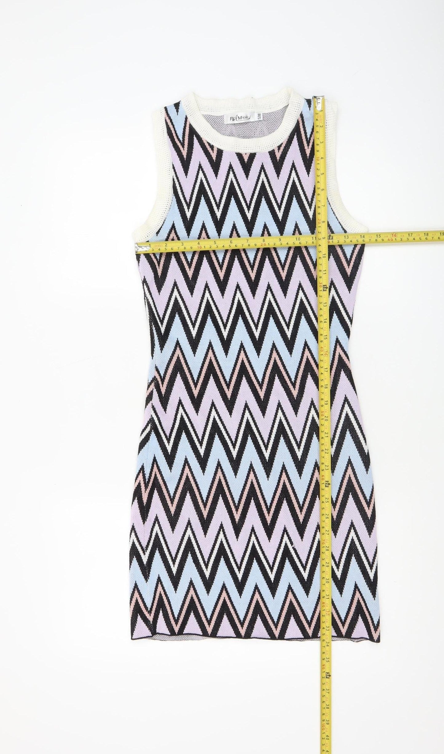 FLAM Mode Women’s Multicoloured Chevron Bodycon Mini Dress S